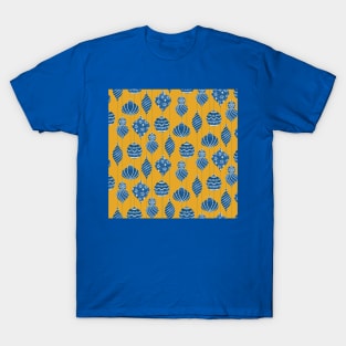 Blue and Gold Christmas Bubbles T-Shirt